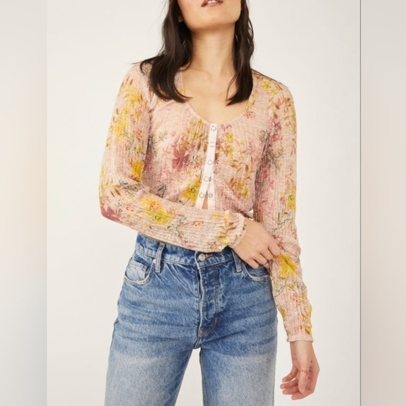 NWT FREE PEOPLE ANGELINA TOP IN LIGHT COMBO - Picture 2 of 7